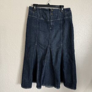 The Vintage Twin Denim Skirt Women’s Size 10 A Line Fit & Flare Y2K Midi Boho
